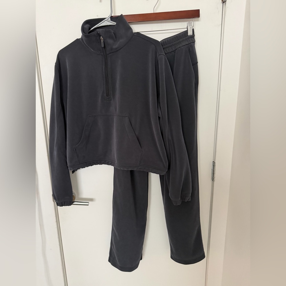 lululemon athletica Charcoal Track Pants & Half-Zip Pullover Set - Dark Gray